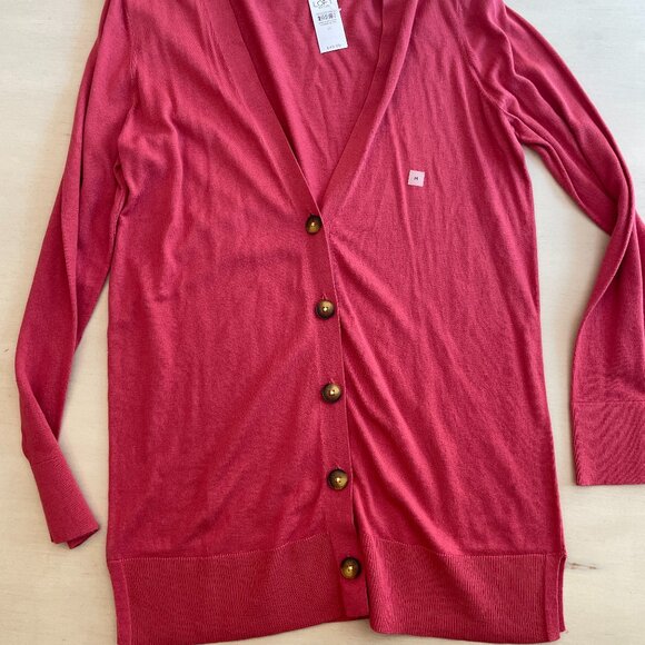 LOFT Sweaters - NWT Loft Long Button Cardigan Melon Color Fall Size M